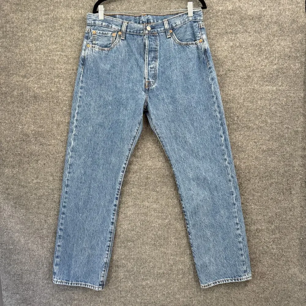 Levis 501 Jeans Mens 34x30 Button Fly Faded 100% Cotton Denim Original Classic